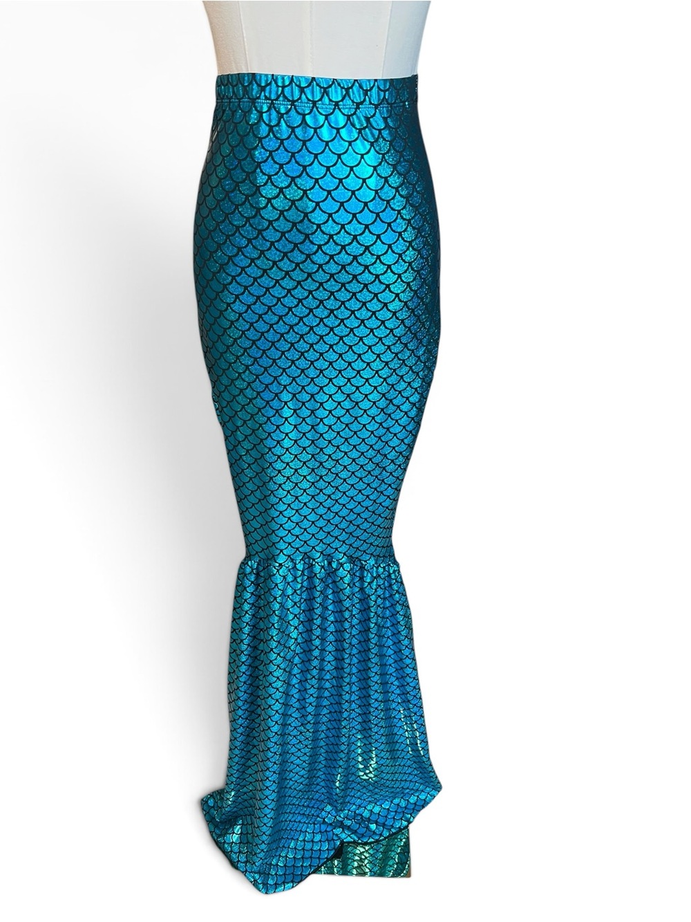 NWT Mermaid Costume Mermaid Tail Skirt Metallic Blue Fish Scale - Size S/M